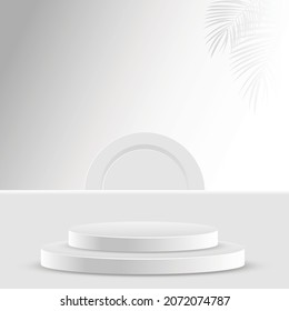 White 3d podium mockup. empty stage or pedestal mockups isolated on white background. Podium or platform for award ceremony and product presentation. Vector 