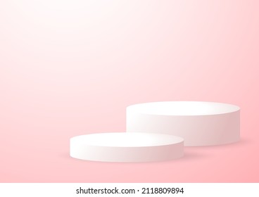 Parodia blanca de 3d sobre fondo rojo. Escenario vacío o burla peatonal aislado en un fondo rojo. Podium o plataforma para la ceremonia de entrega de premios y presentación de productos.