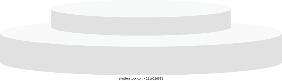 White 3d podium mockup on white background. White glossy realistic slim cylinder circle podium stage. Realistic winner podium. flat style.