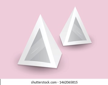White 3d pyramid, Vector illustration, Box Packaging For Food, Gift Or Other Products, Product Packing 