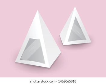 White 3d pyramid, Vector illustration, Box Packaging For Food, Gift Or Other Products, Product Packing 