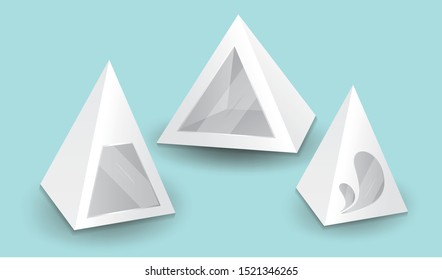 White 3d pyramid, Vector illustration, Box Packaging For Food, Gift Or Other Products, Product Packing 