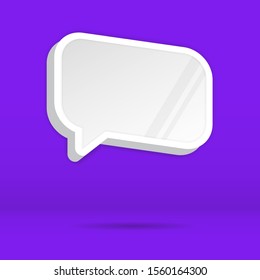 White 3D realistic speech bubble, vector illustration
