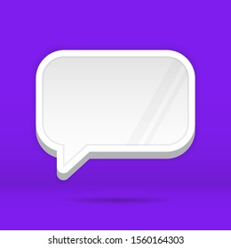 White 3D realistic speech bubble, vector illustration