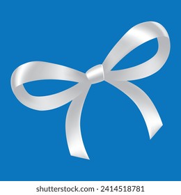 White 3D ribbon bow. Vector on a Blue background - Powered by Shutterstock - Get 15% off with code: PIKWIZARD15