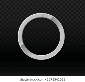 White 3D ring with a metallic sheen and subtle highlights, featuring a small gap for added detail. Transparent checkered background makes it versatile for modern, creative, or abstract-themed designs.