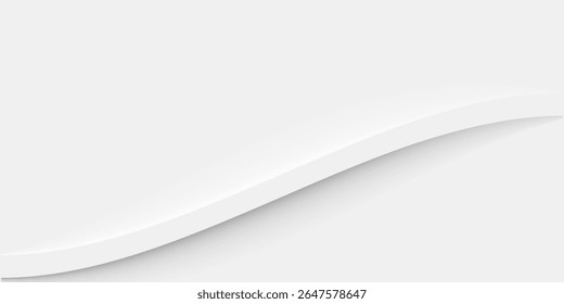 White 3d shelf on the wall. Wooden horizontal realistic empty shelf. dynamic line decoration vector