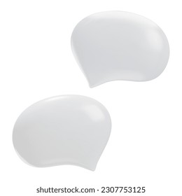 White 3d speech bubble sign. Set of 2 figures, right and left.