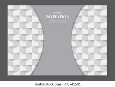 white 3d square invitation card abstract design vector