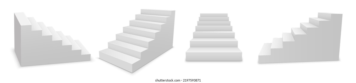 White 3d stair mockup room front stand background. 3d stair podium showcase design concept
