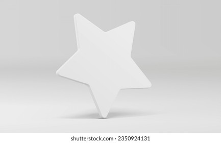 White 3d star modern elegant abstract decorative wall at neutral studio background realistic vector illustration. Pastel asterisk interior decor element showroom display interior product presentation