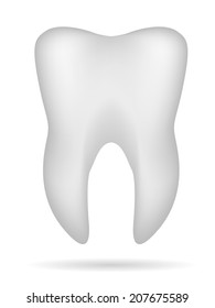 white 3d tooth with shadow