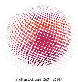 White 3D vector halftone sphere Halftone design elements Vector illustration