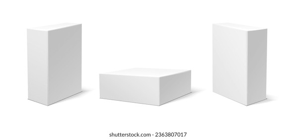 White 3d vector icon mockup packaging boxes.