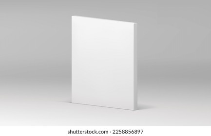 White 3d wall rectangular geometric block isometric decor element vertical stand realistic vector illustration. Rectangle foundation display geometry showroom design minimal studio background