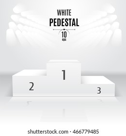 White 3D-pedestal template. Exhibition place. Designated after the competition