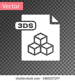 White 3DS file document. Download 3ds button icon isolated on transparent background. 3DS file symbol.  Vector Illustration