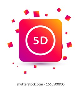 White 5d virtual reality icon isolated on white background. Large three-dimensional logo. Square color button. Vector Illustration