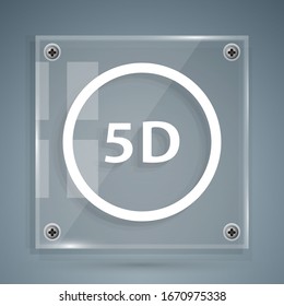 Icono de realidad virtual blanco 5d aislado en fondo gris. Gran logotipo tridimensional. Paneles de vidrio cuadrado. Ilustración vectorial