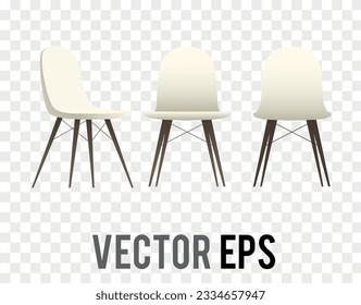 La silla de casa de diseño de estilo retro blanca de los años 60 con icono de pierna marrón