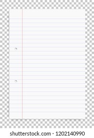 White A4 paper sheet isolated on white background with soft shadow and transparent background. Vector illustration.