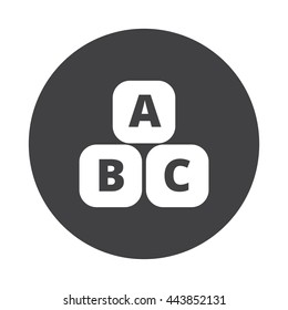 White Abc Blocks icon on black button isolated on white