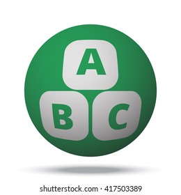 White Abc Blocks web icon on green ball