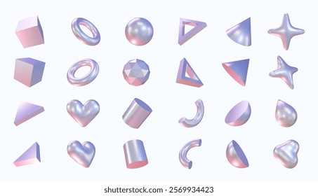 white abstrac geometric glossy shapes in two different angle view icon