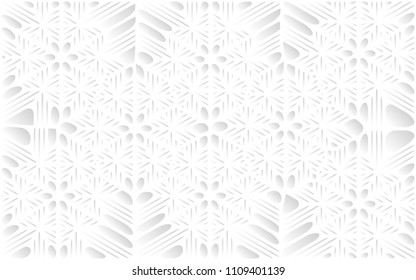 White abstract 3D mosaic background. Volume gradient backdrop