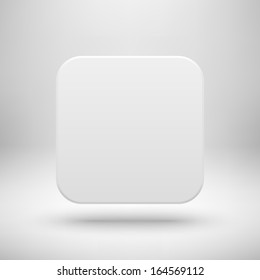 White abstract app icon, blank button template with realistic shadow and light background for web sites, user interfaces (UI), applications (app) and business presentations. Vector illustration.