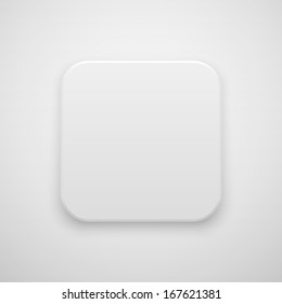 White abstract app icon, blank button template with realistic shadow and light background for web sites, user interfaces (UI), applications (app) and business presentations. Vector illustration.