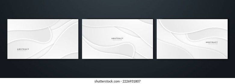 White abstract background banner. Gray line with white architecture futuristic background minimal concept vector illustration subtle design.