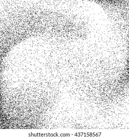 White abstract background with black film grain, noise, dotwork, halftone, grunge texture for design concepts, banners, posters, wallpapers, web, presentations and prints. Vector illustration.