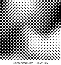 White abstract background with black and white halftone texture, dotwork, circles pattern for design concepts, banners, posters, wallpapers, web, presentations and prints. Vector illustration.