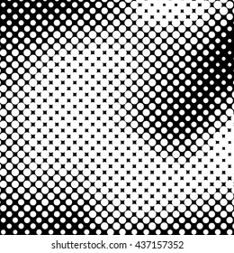 White abstract background with black and white halftone texture, dotwork, circles pattern for design concepts, banners, posters, wallpapers, web, presentations and prints. Vector illustration.