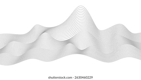 White Abstract background with black particles waves lines mountain Geographic