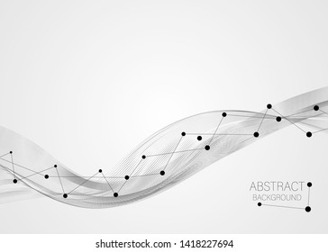 White abstract background, black smoke strip. Technology vector background.