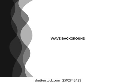 white abstract background with black transparent waves on the left side