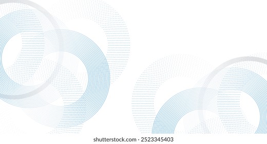 Fondo abstracto blanco con círculo azul. decoración de puntos de semitono. Moderna Plantilla de Anuncio. Concepto de tecnología de futuro digital. vector