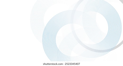 Fondo abstracto blanco con círculo azul. decoración de puntos de semitono. Moderna Plantilla de Anuncio. Concepto de tecnología de futuro digital.