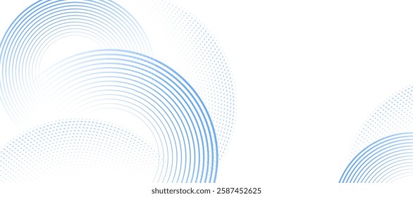 White abstract background with blue circle. halftone dots decoration. Modern banner template. Digital future technology concept.