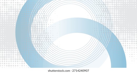 Fondo abstracto blanco con círculo azul. decoración de puntos de semitono. Moderna Plantilla de Anuncio. Concepto de tecnología de futuro digital. vector	