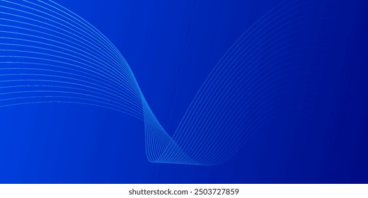 Weißer abstrakter Hintergrund mit blau fließenden Wellenlinien. Minimalistische Wellenlinien. Modernes Design. Futuristisches Technologiekonzept.