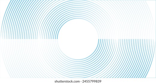 White abstract background with blue gradient circle lines. Geometric stripe line art design. Minimal lines pattern. Modern futuristic concept. Suit for presentation, website modern