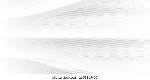 White abstract background, blue grey cut wave. Sun shadow subtle line pattern, gray dot bg. Corporate soft texture, curved 3d ripple in sunlight. Seamless medical office geometric circle clean overlay