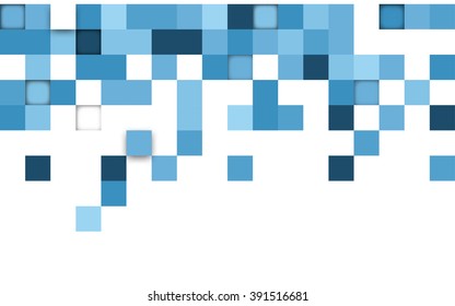 Fondo blanco abstracto con cuadrados azules. Ilustración vectorial.