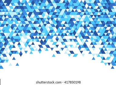 White abstract background with blue triangles. Vector illustration.
