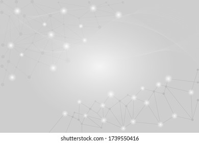 White Abstract Background with bright light line and connected for futuristic Technology. Template of clounds network for community.