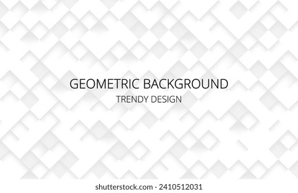 White abstract background with checkered texture, trendy geometric pattern, 3d cubes, roof tiles	
