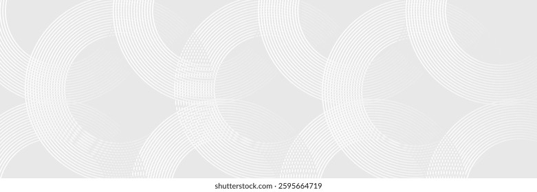 White abstract background with circle lines. Linear pattern. Modern futuristic graphic. Suit for cover, presentation, website, corporate, brochure, banner